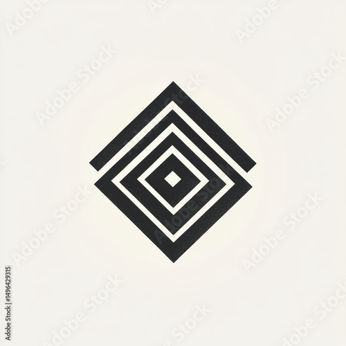 Black concentric diamond shapes forming a symmetrical geometric pattern on a white background, evoking a sense of balance and precision