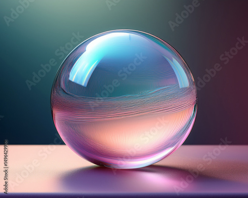 Close-up of a polished crystal ball, soft pastel background