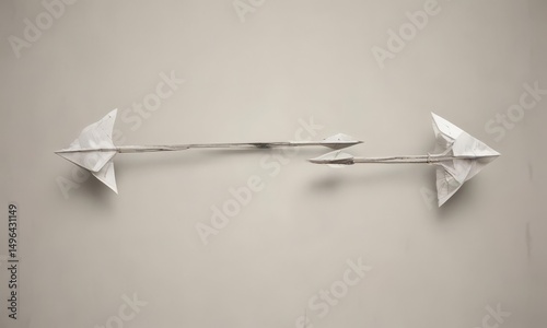 Two paper arrows, opposing directions, on neutral background ,  future,  abstract,  options