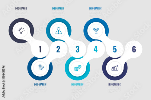 infographic template with 6 options or step