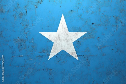 A weathered white five-point star on a textured blue rusty metal surface, evoking a sense of age and rugged durability
