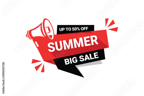 Summer Big Sale Banner Megaphone Discount Promotion Graphic Design