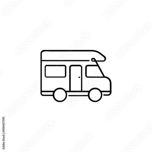 Campervan Line Style Icon Design
