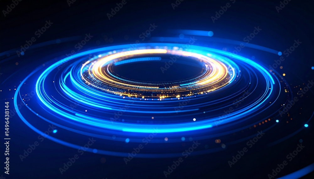 Fototapeta premium Futuristic circular light trails create a mesmerizing visual display, with a vibrant glow