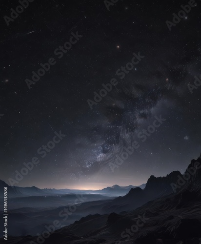 Twinkling stars scattered across a deep black night sky, distant galaxy visible ,  backdrop,  celestial body