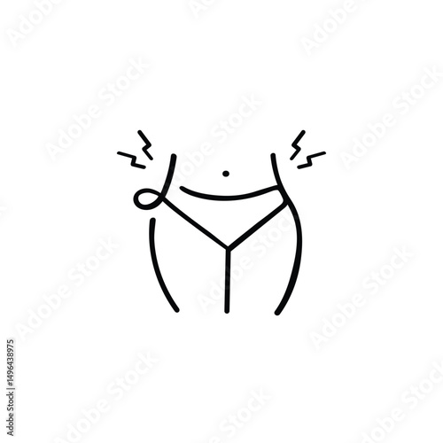 Menstrual Cramp Line Style Icon Design
