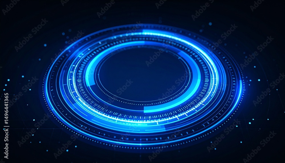 Obraz premium Futuristic glowing blue circle with technological interface