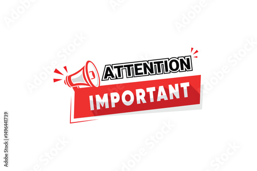 Attention Important Megaphone Red Alert Banner Graphic Notification