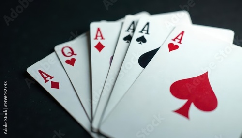 Four aces fanned out, showcasing the card suits , texture, playing cards, ace