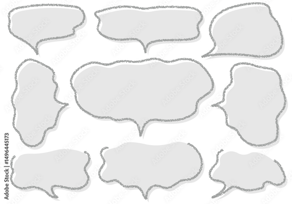 Obraz premium クレヨン素材 手描きのふきだしセット