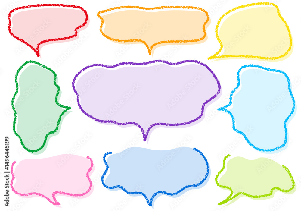 Fototapeta premium クレヨン素材 手描きのふきだしセット