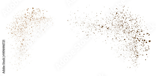 Vector spray flying coffee and chocolate powder particles background design