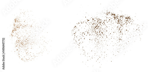 Flying coffee grain texture isolated background design