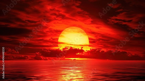 Eclipse of Shadows: A Sinister Tapestry of Black-Dark Red Skies, Fiery Clouds, and Apocalyptic Visions – A Dramatic Background for Ominous Fantasy and Horror Design. Immerse in a realm where the heave