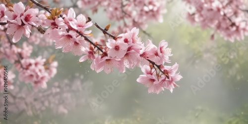 Wallpaper Mural Delicate pink sakura petals drift gently on a softly blurred spring background ,  tranquil,  spring Torontodigital.ca