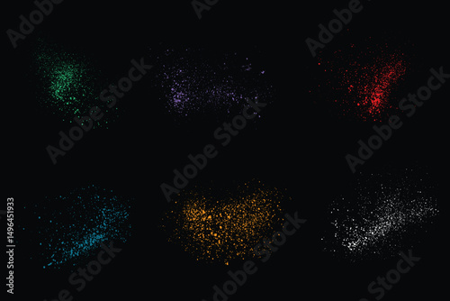 Vector set of yellow, purple, blue, green, white, and red blood grunge texture ink splatter background