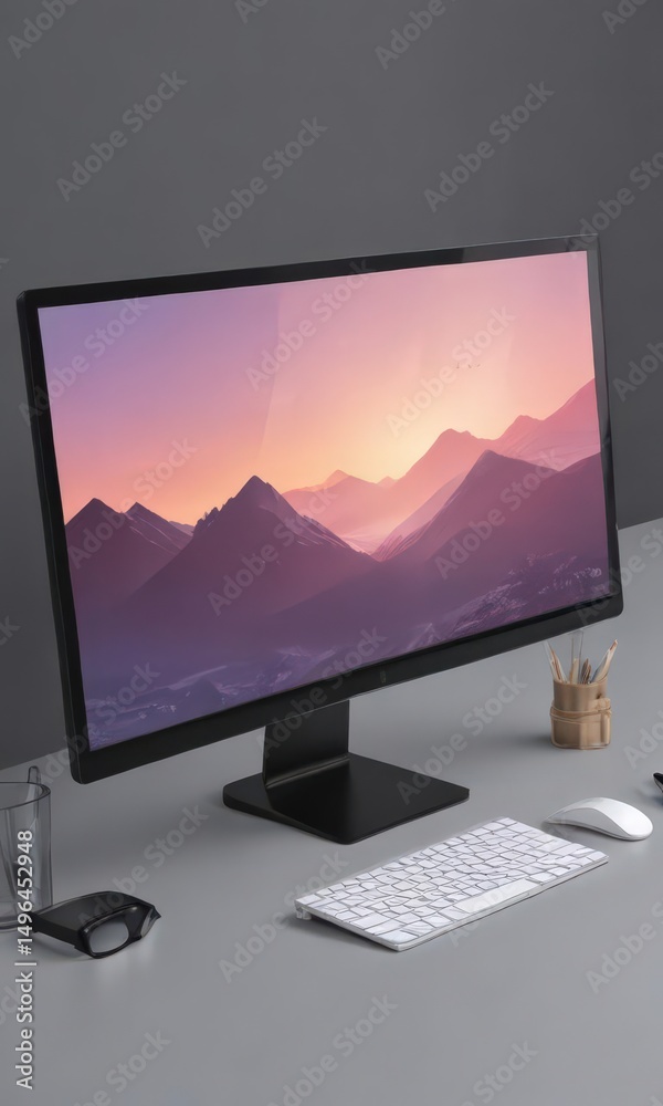Fototapeta premium Modern vector desktop mockup, ideal for app or website presentation , visual, empty