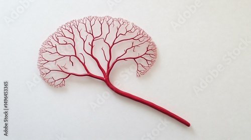 An exploded view of cerebral vessels fanning out from the Circle of Willis, with a blank margin on the right designed for step-by-step explanatory text
