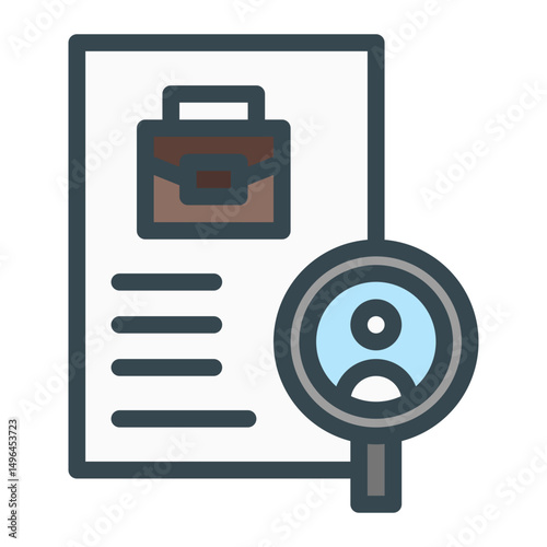interview applicant files. This is a vector single icon with a filled outline style. Suitable for any purpose, such as website design, mobile app design, logo design, pattern design, etc.