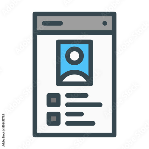 online resume. This is a vector single icon with a filled outline style. Suitable for any purpose, such as website design, mobile app design, logo design, pattern design, etc.