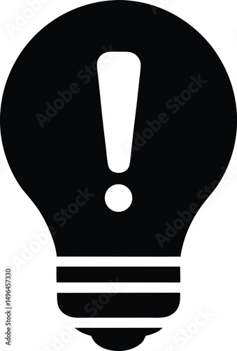bulb with exclamation mark icon vector illustration