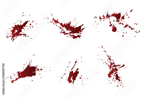 Abstract set of vector splatter red blood background