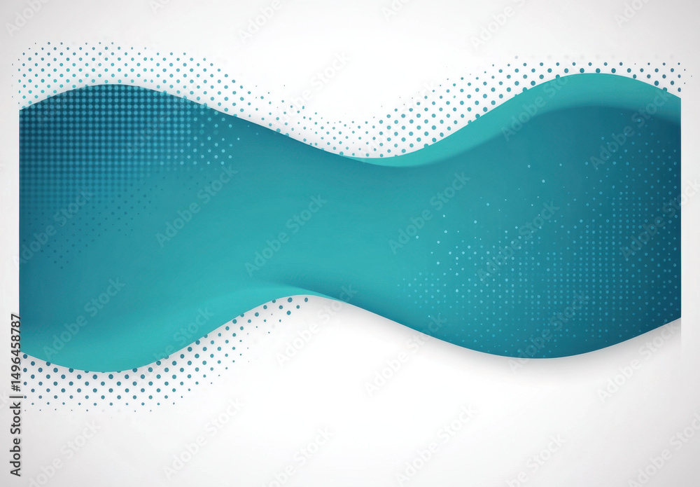 Fototapeta premium Smooth, flowing abstract background featuring teal waves and dotted patterns, creating modern and dynamic visual effect. This design is perfect for various creative projects