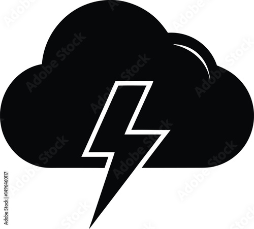 cloud with lightning bolt icon vector illustration