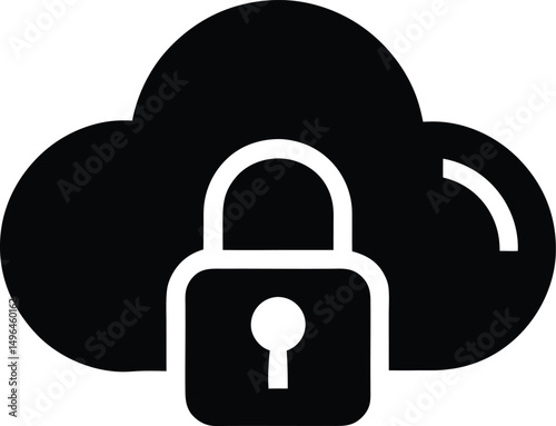 cloud with lock secured data icon vector illustration