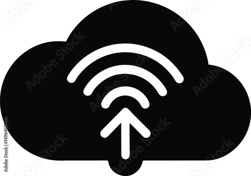 cloud wifi signal upload icon vector illustration