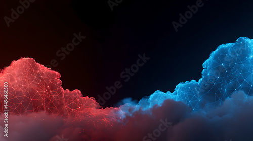 Futuristic Digital Cloud and Data Network Structure

