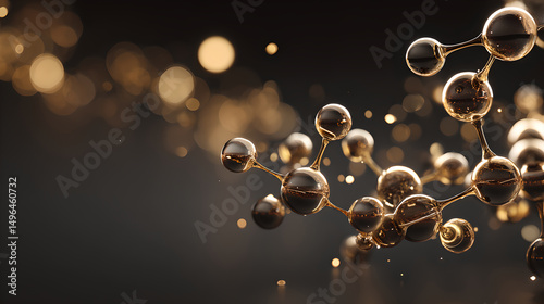 Futuristic Golden Molecular Structure on a Dark Background