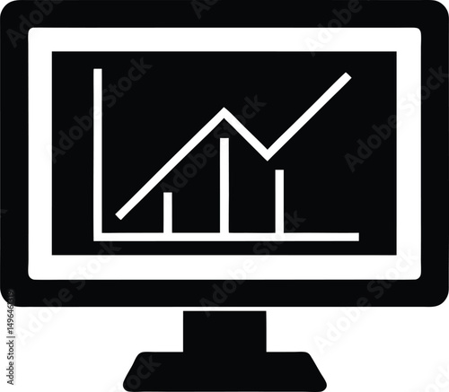 desktop monitor chart icon vector illustration