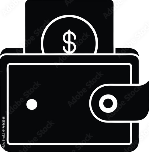 dollar coin inside wallet icon vector illustration
