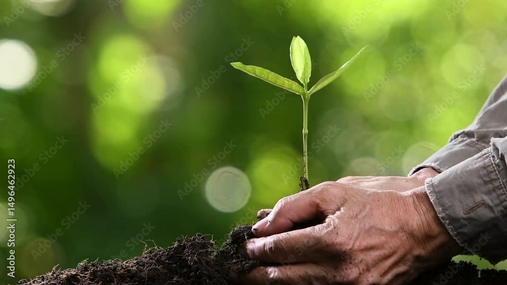 farmers hands plant soil with a plant. ecology, agriculture and gardening concept.