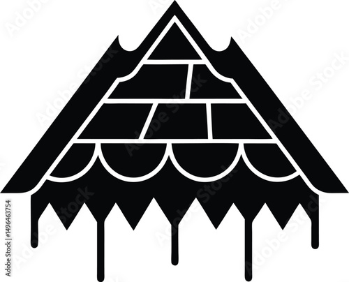 frost covered roof tiles icon vector illustration