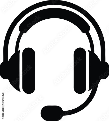 headset with mic support icon vector illustration