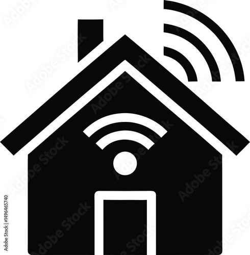 house with wifi signal icon vector illustration
