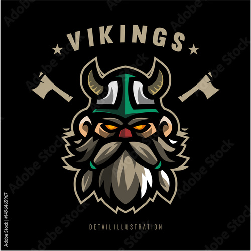 Viking detail illustration for shirt design template