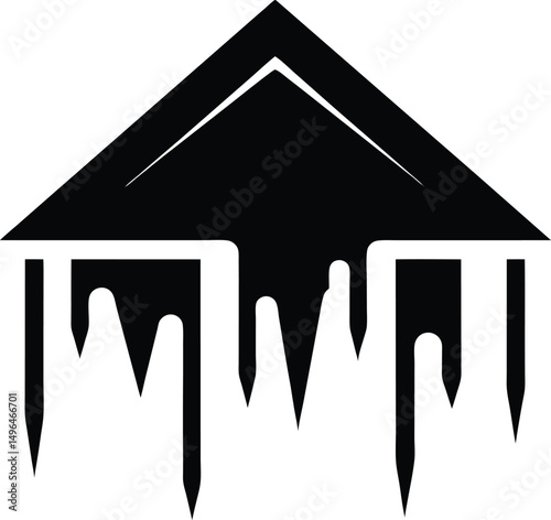 icicle covered roof icon vector illustration