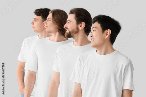 Group of young men in white...