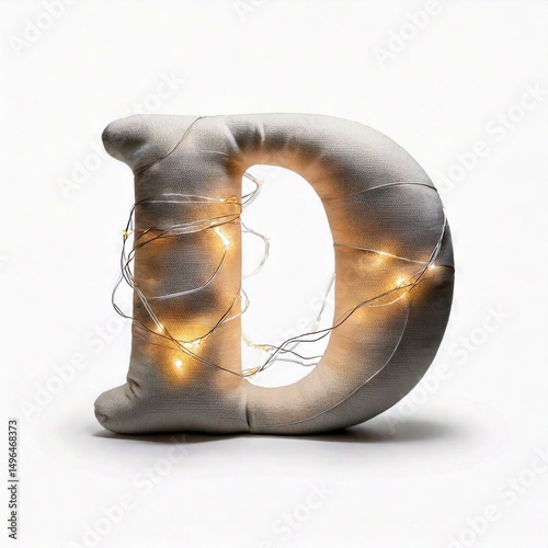 nflated, puffy shape made of rainbow soft cotton, folds and wrinkles on material, isolated