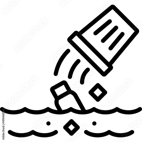 water pollution icon illustration design with outline