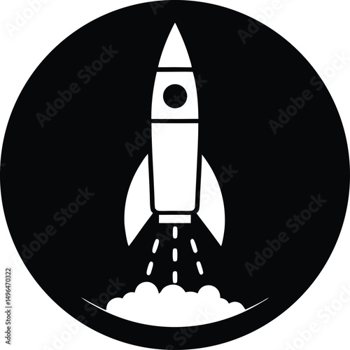 rocket launch in circle icon vector illustration