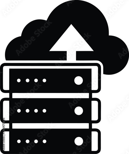 server rack with cloud arrow icon vector illustration