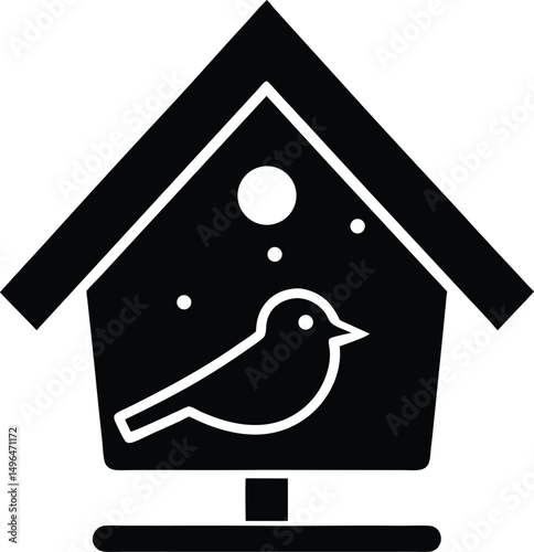 snow covered birdhouse icon vector illustration