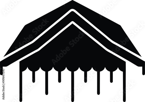 snow draped roof icon vector illustration