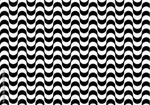 Copacabana sidewalk or calcada pattern. Famous beach promenade in Rio de Janeiro. Brasilian symbol. Repeating black and white wave texture in Portuguese pavement style. Vector graphic illustration.