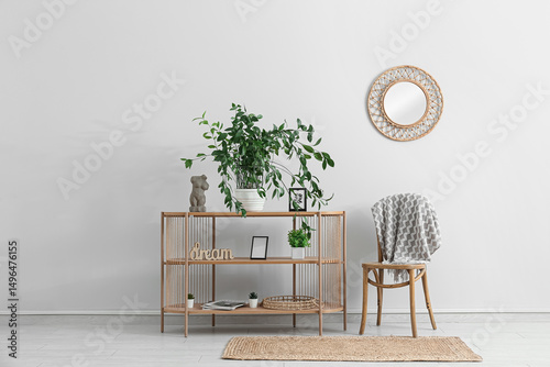 Interior of room with green...