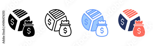 Profitability icon sheet multiple style collection